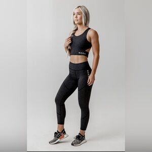 Kora Women's Black Active —Leggings AND Bra— Set | Size Small